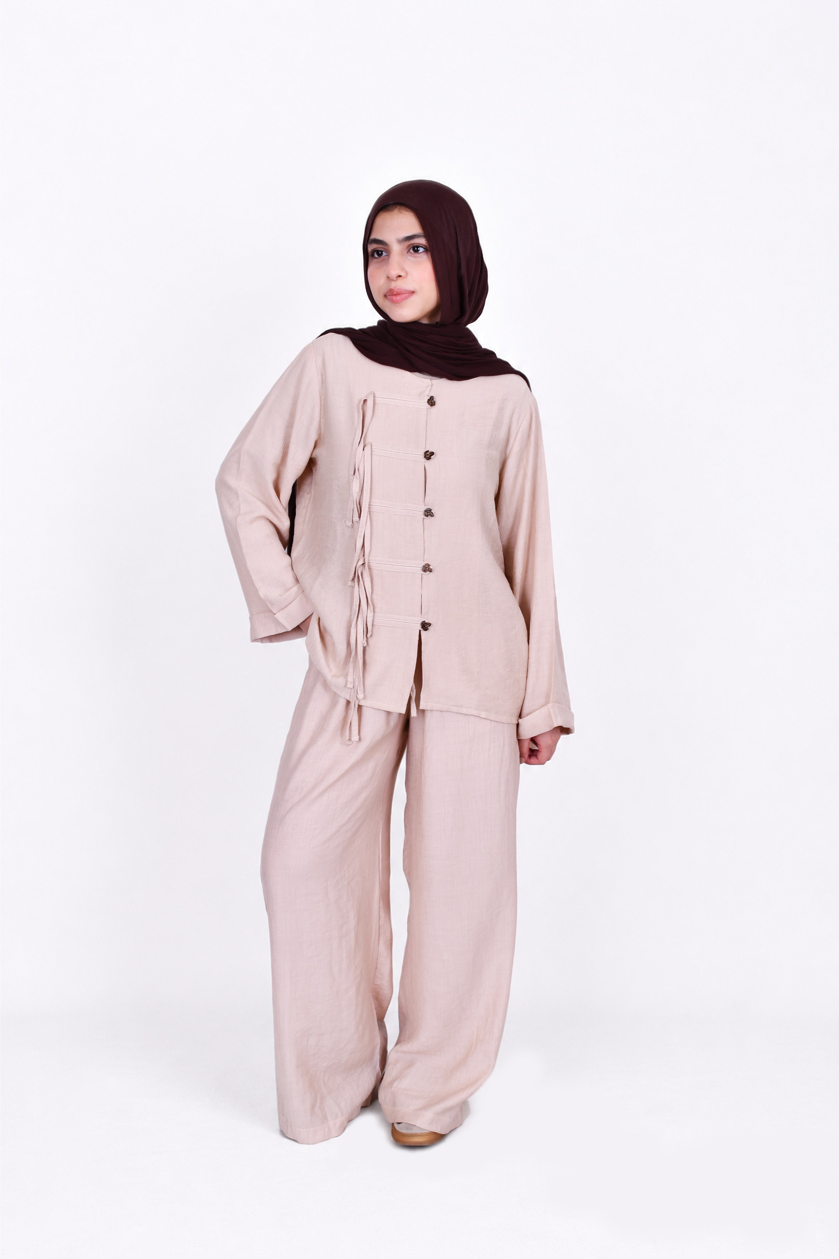 Textured Linen Set in Beige