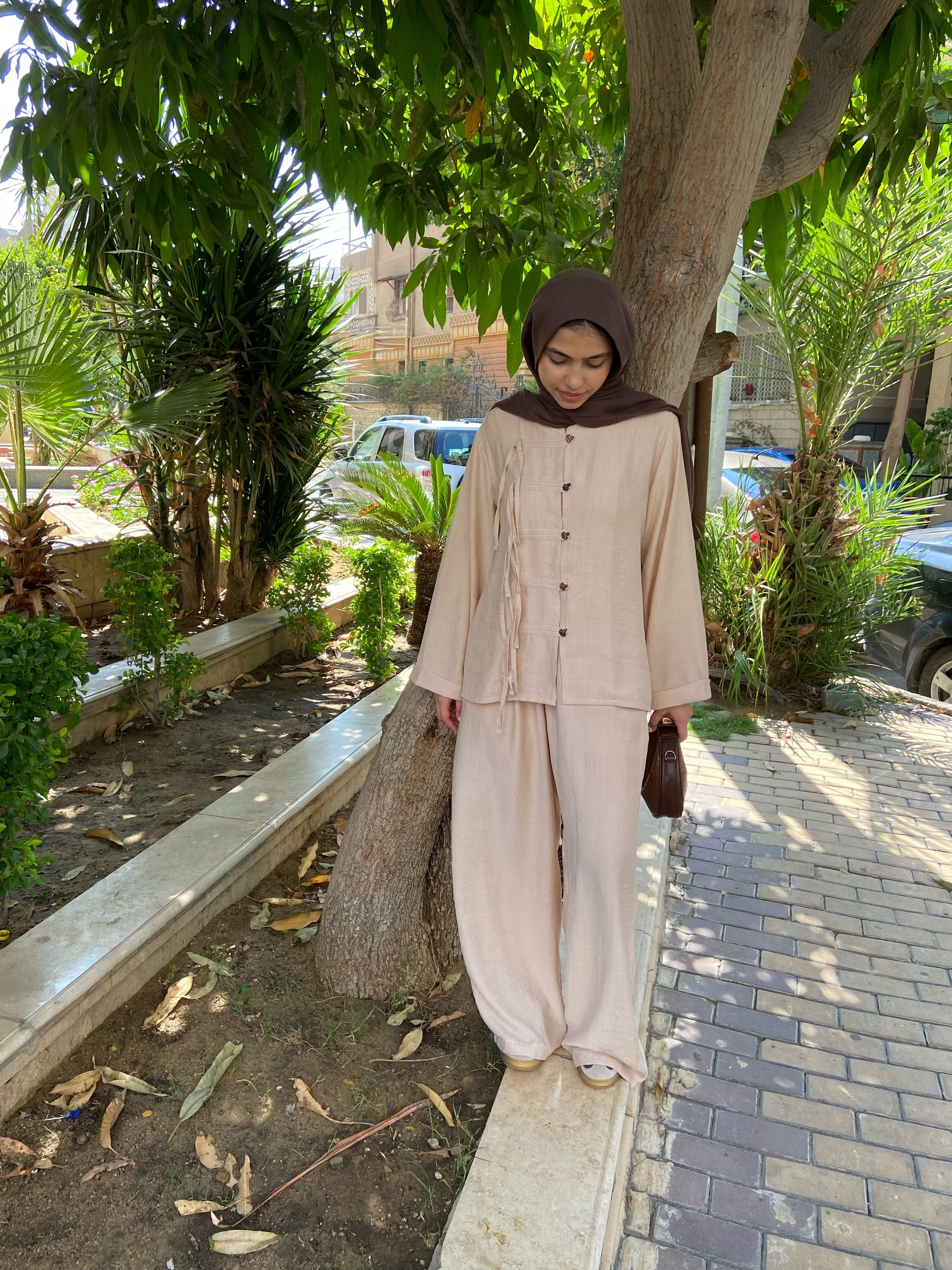 Textured Linen Set in Beige